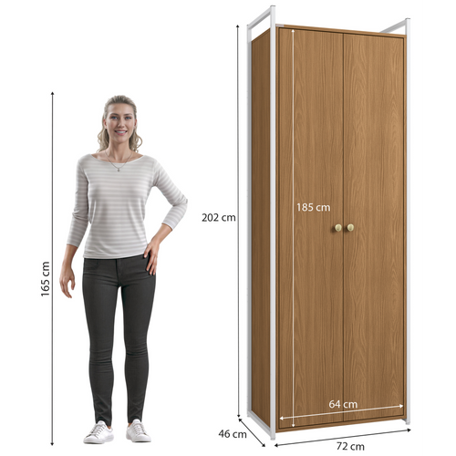 Armário Industrial Closet LI052 Kappesberg 72cm 2 Portas Canela e Branco