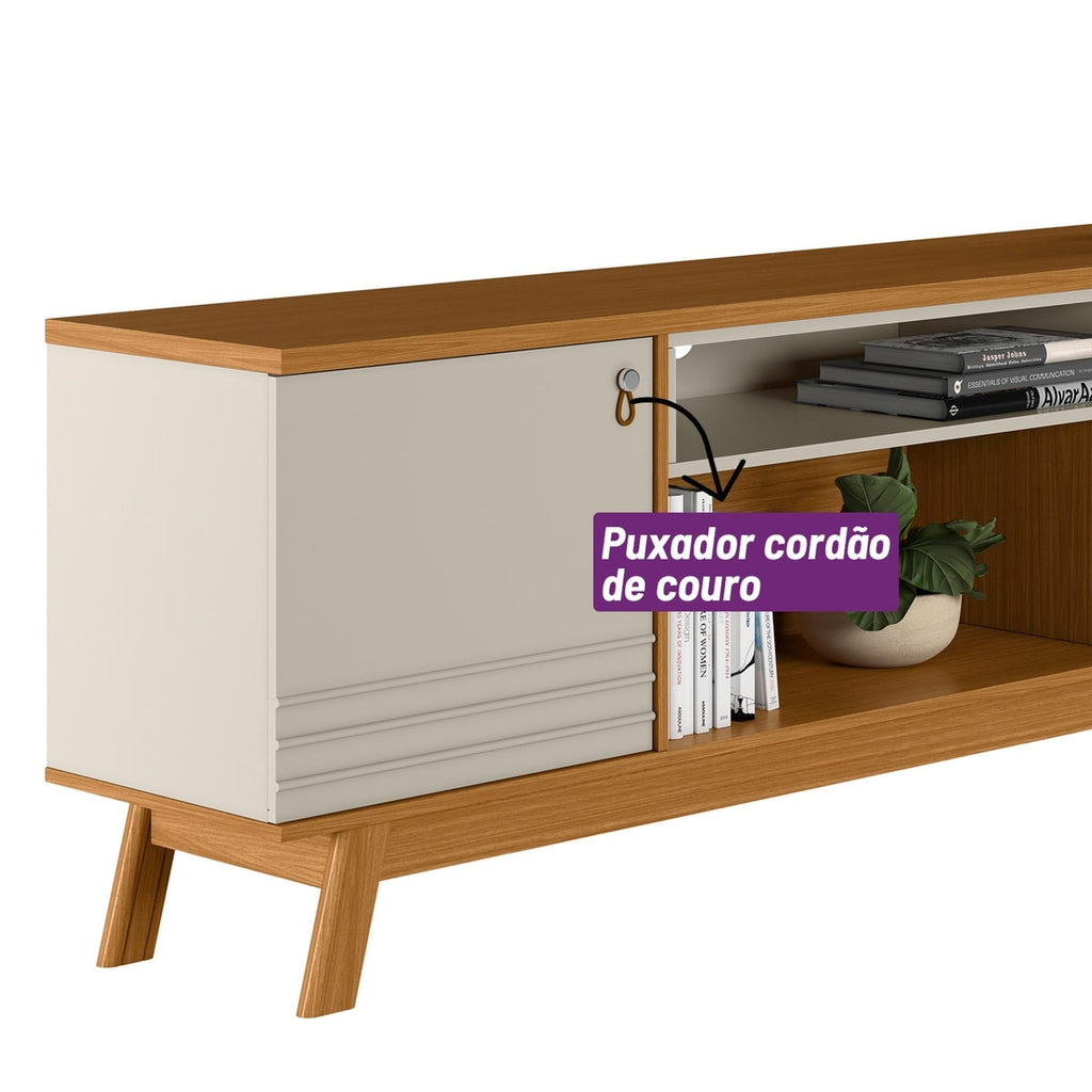 Rack Colorado Linea 180cm Pés Retrô Pés Retrô Nature e Off White