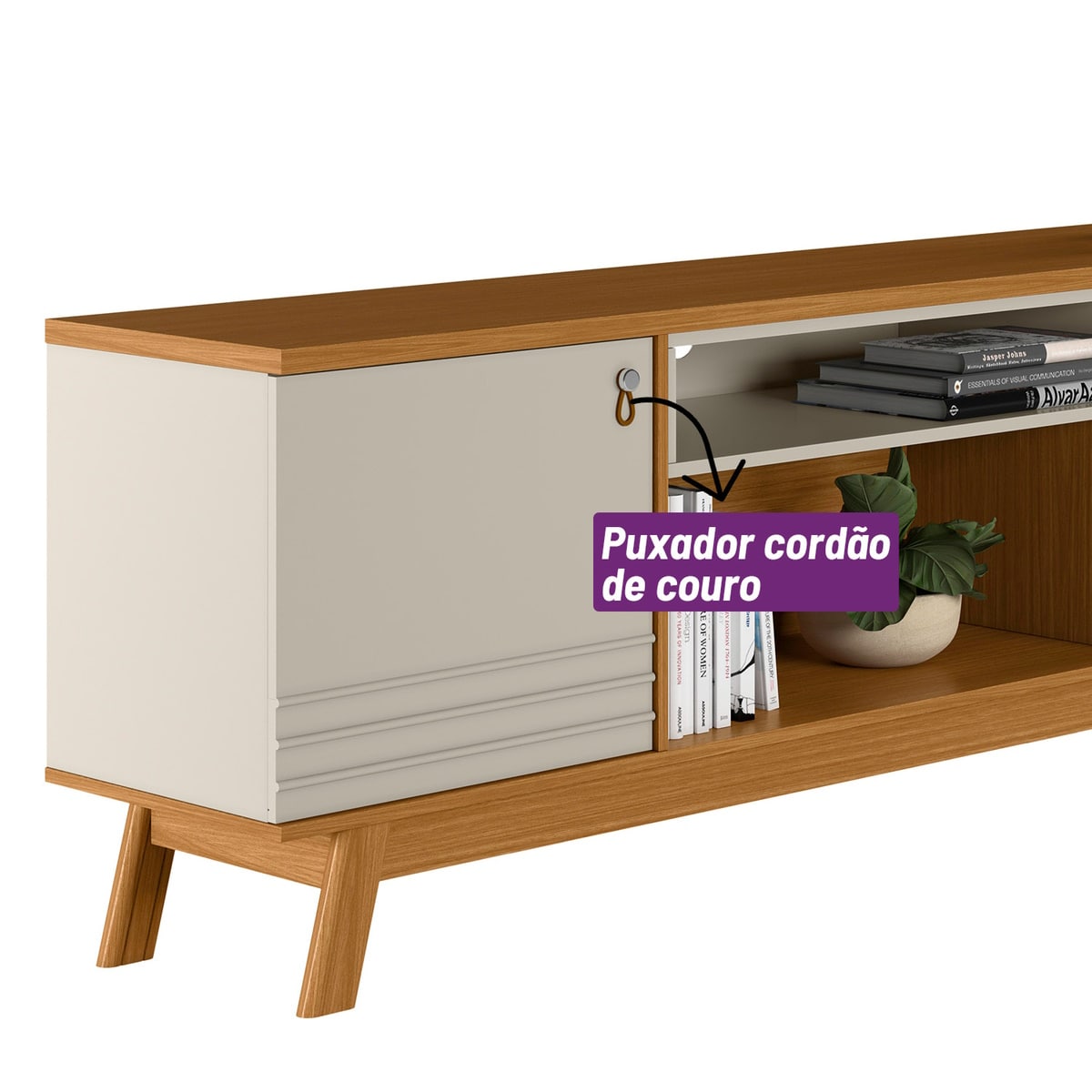 Rack Colorado Linea 180cm Pés Retrô Pés Retrô Nature e Off White