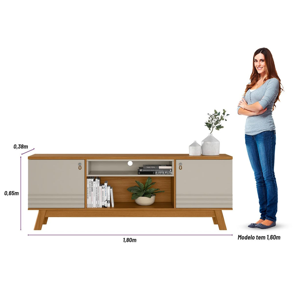 Rack Colorado Linea 180cm Pés Retrô Pés Retrô Nature e Off White