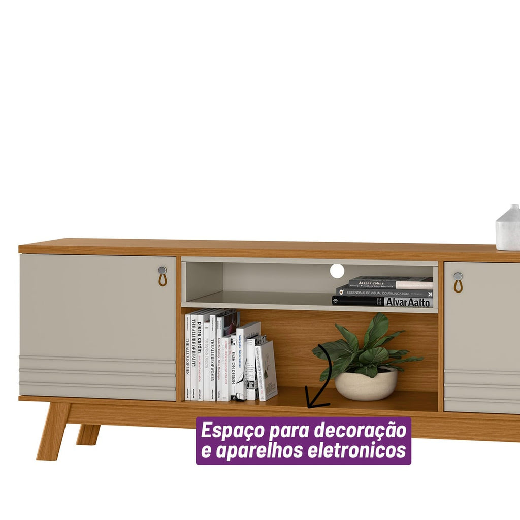 Rack Colorado Linea 180cm Pés Retrô Pés Retrô Nature e Off White