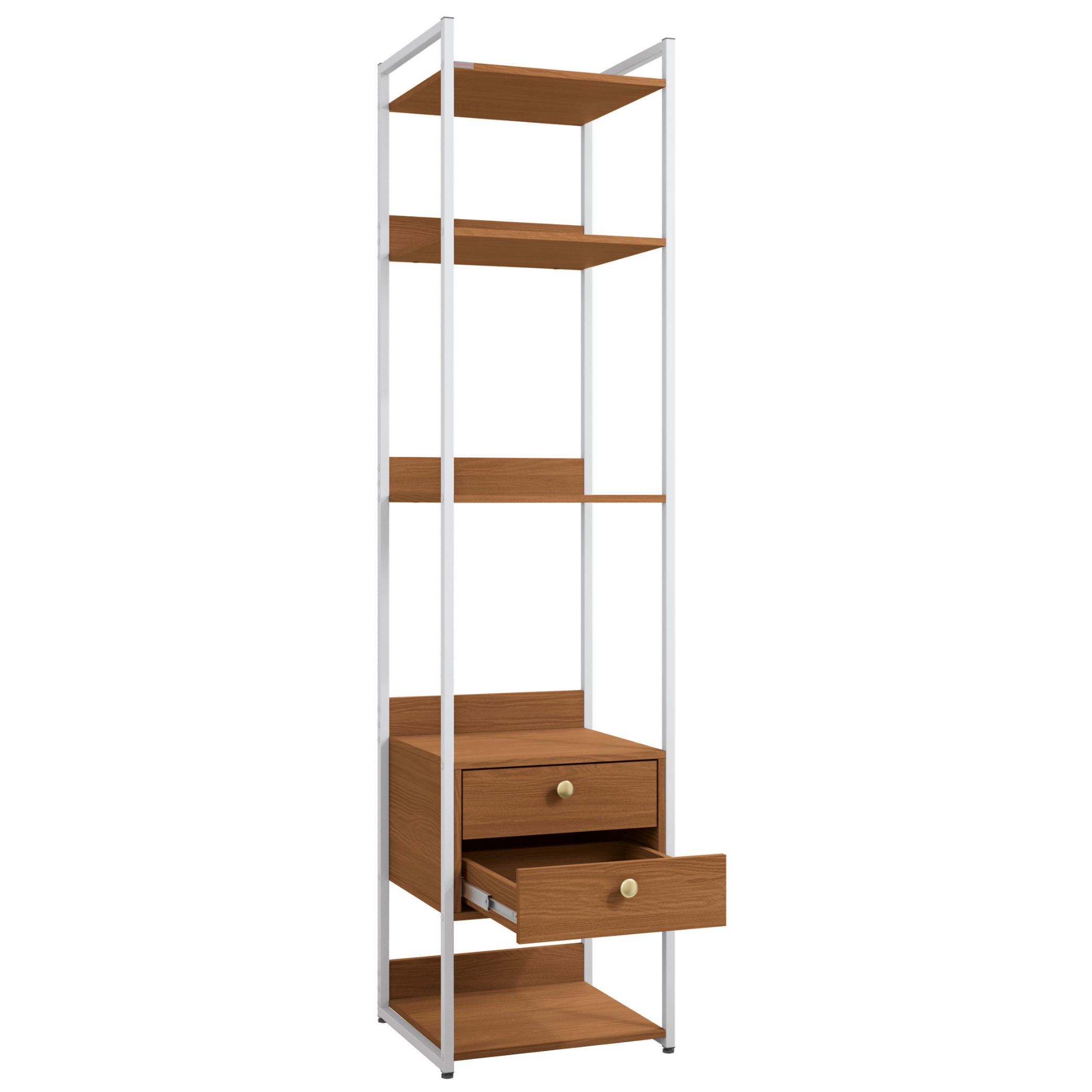 Armário Industrial Closet LI050 Kappesberg 48cm 5 Prateleiras 2 Gavetas Canela e Branco
