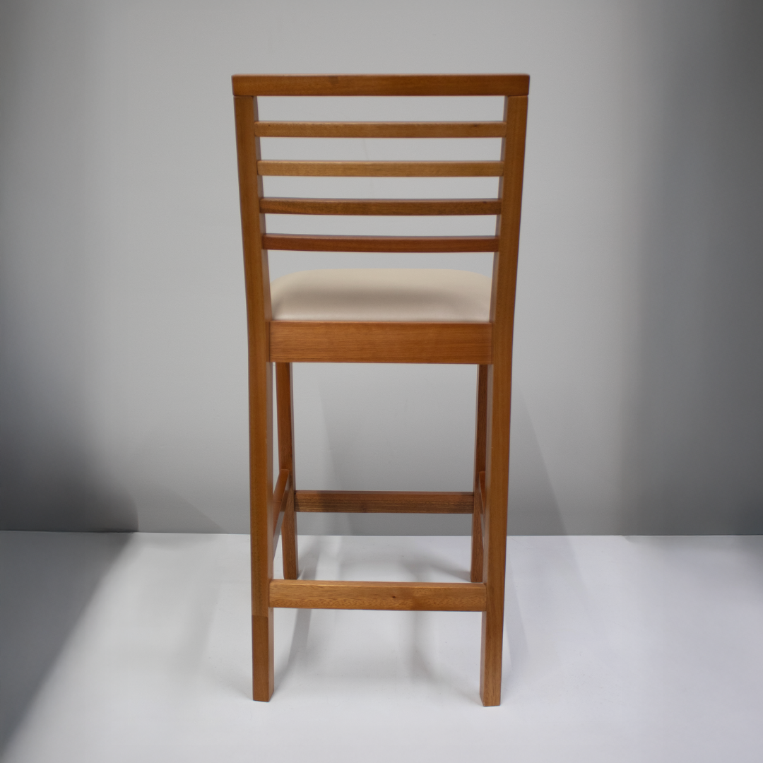 Banqueta Eco Artsoli Castanho Claro com Encosto Ripado Bege Facto
