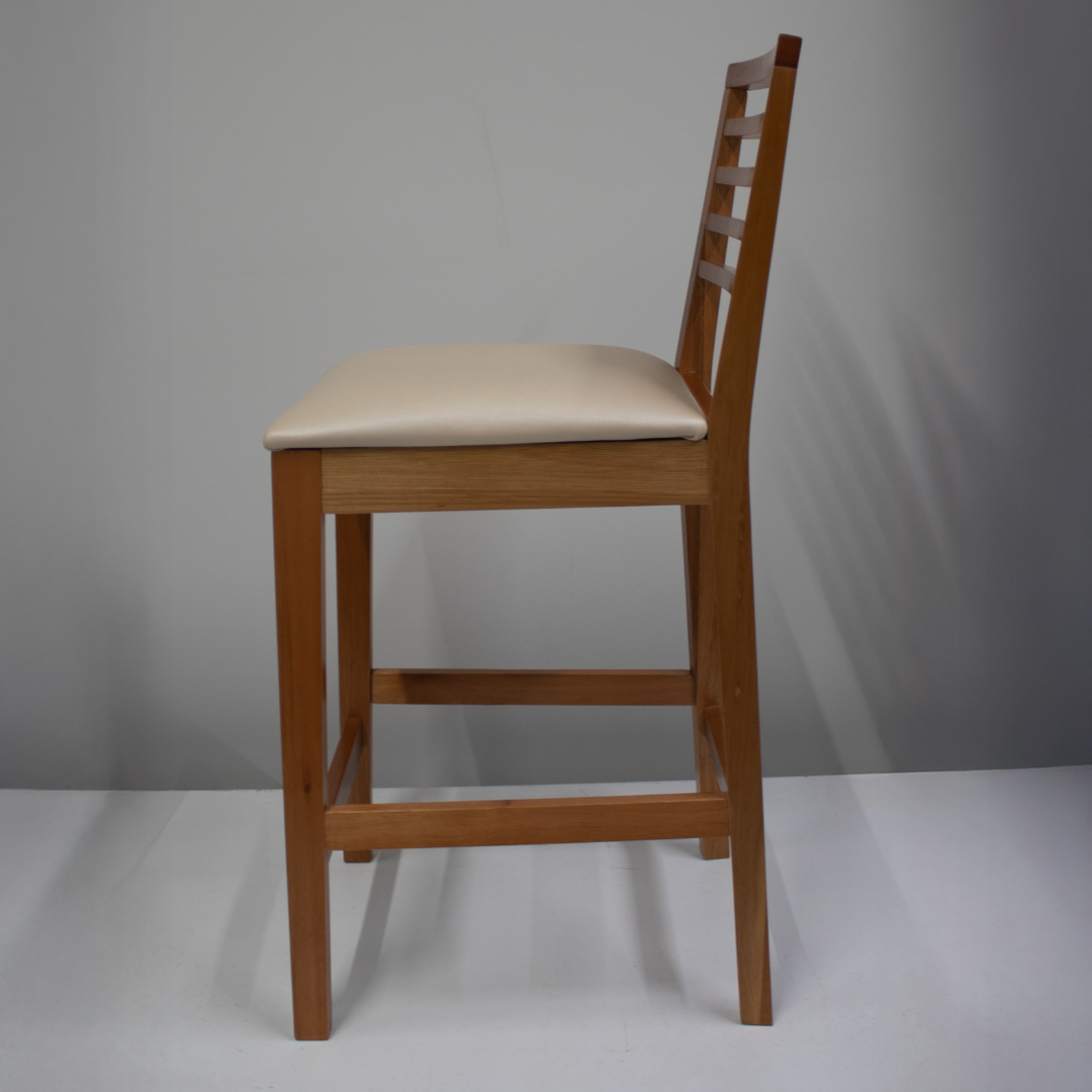 Banqueta Eco Artsoli Castanho Claro com Encosto Ripado Bege Facto