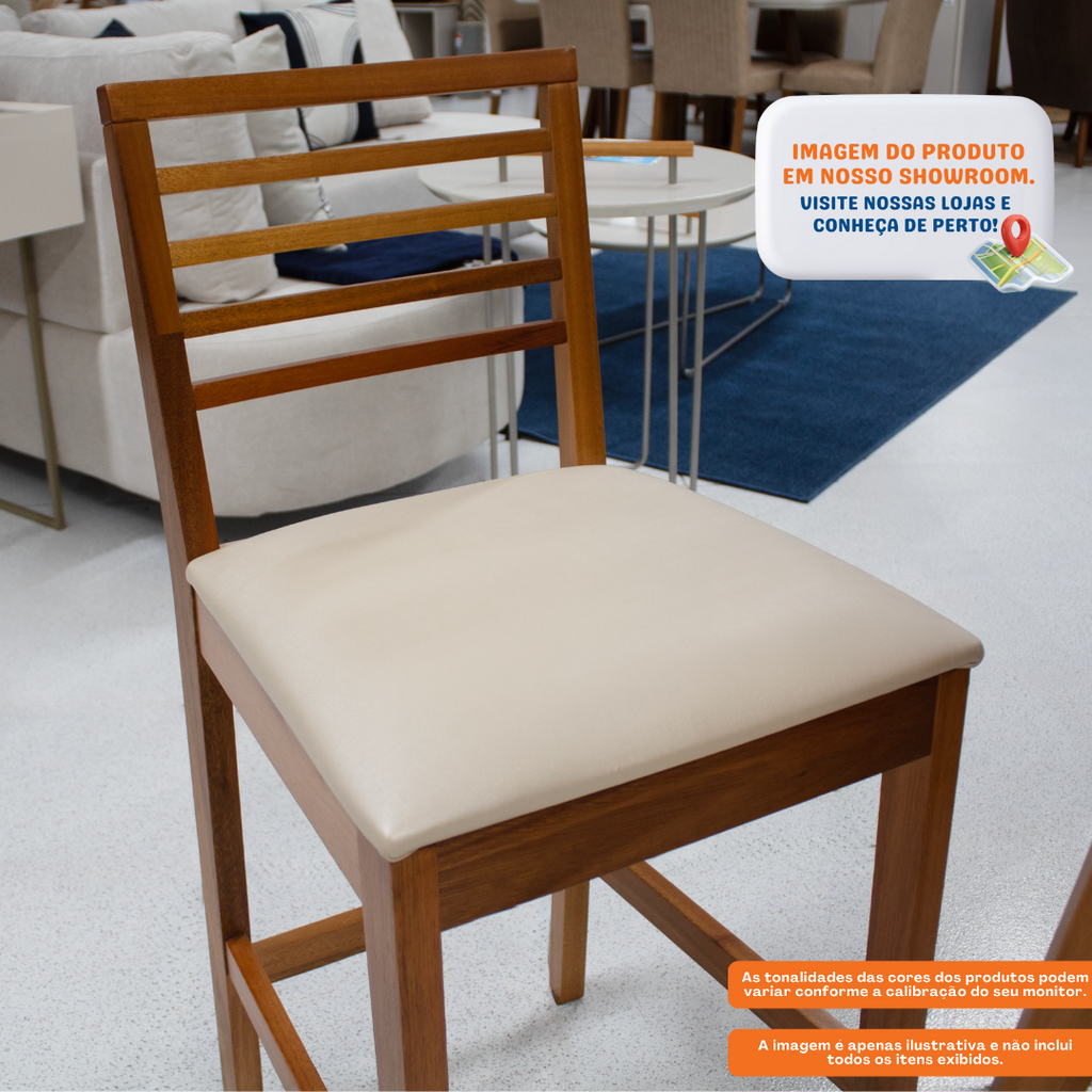 Banqueta Eco Artsoli Castanho Claro com Encosto Ripado Bege Facto