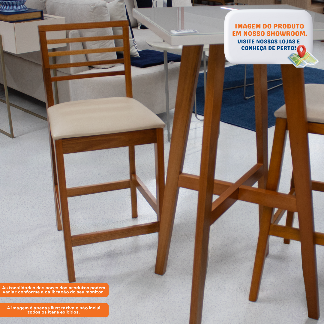 Banqueta Eco Artsoli Castanho Claro com Encosto Ripado Bege Facto