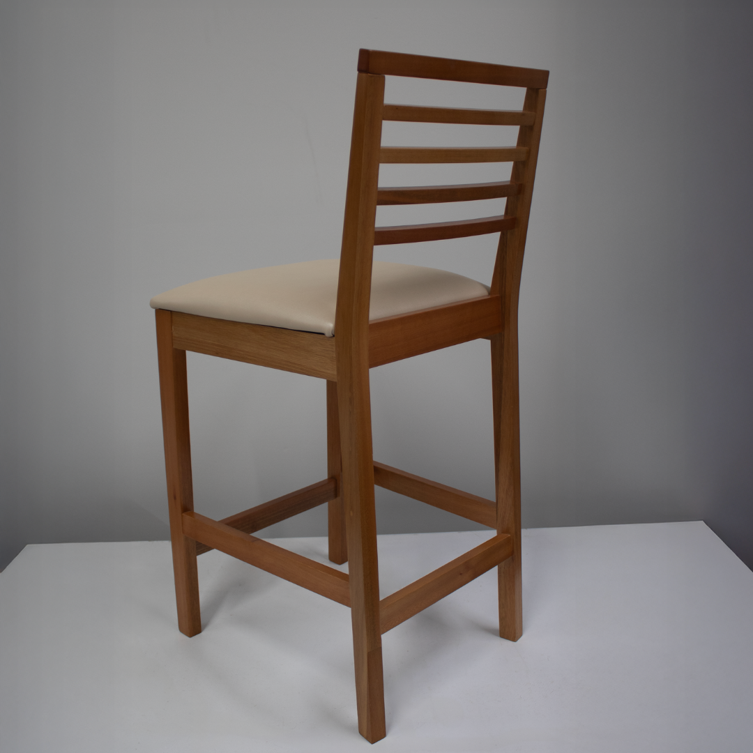 Banqueta Eco Artsoli Castanho Claro com Encosto Ripado Bege Facto