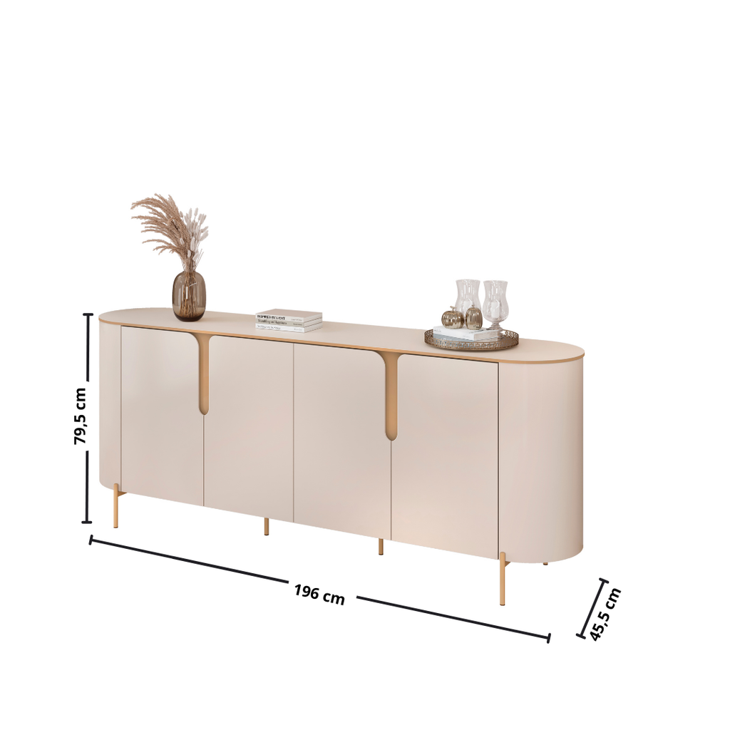 Balcão Buffet Cleo DJ Móveis 196cm 4 Portas Off White