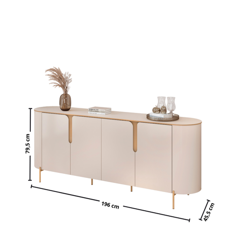 Balcão Buffet Cleo DJ Móveis 196cm 4 Portas Off White
