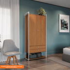 Armário Industrial Closet LI048 Kappesberg 89cm 2 Portas 2 Gavetas Canela e Branco