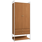 Armário Industrial Closet LI048 Kappesberg 89cm 2 Portas 2 Gavetas Canela e Branco
