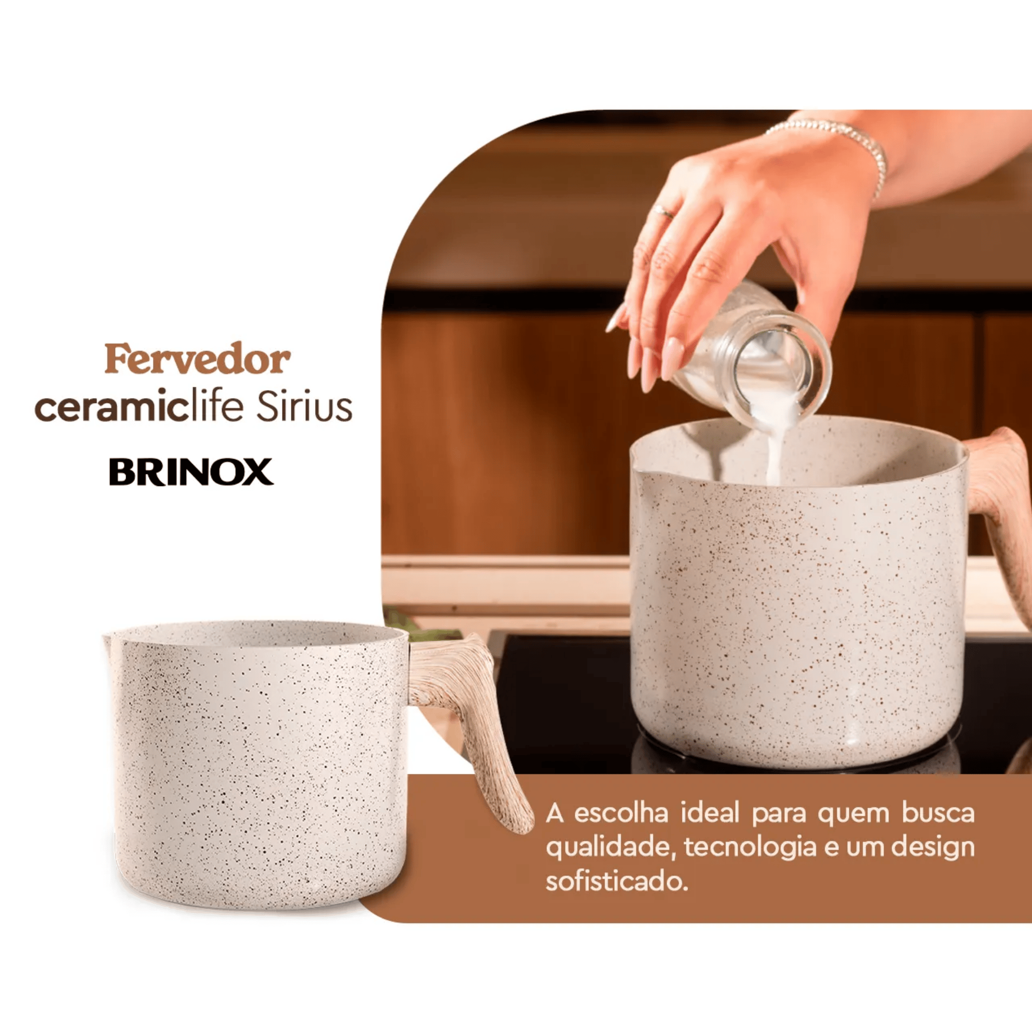 Fervedor Sirius Brinox Ceramic Life 1,7L Indução Vanilla