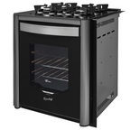 Fogão 4 Bocas Fischer de Embutir Gran Cheff Mesa de Vidro com Dourador 32750 Preto e Silver 220V