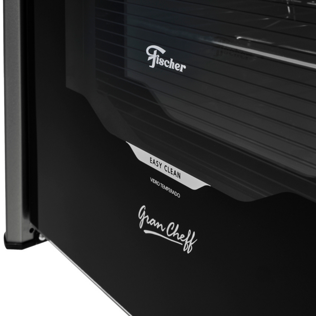 Fogão 4 Bocas Fischer de Embutir Gran Cheff Mesa de Vidro com Dourador 32750 Preto e Silver 220V