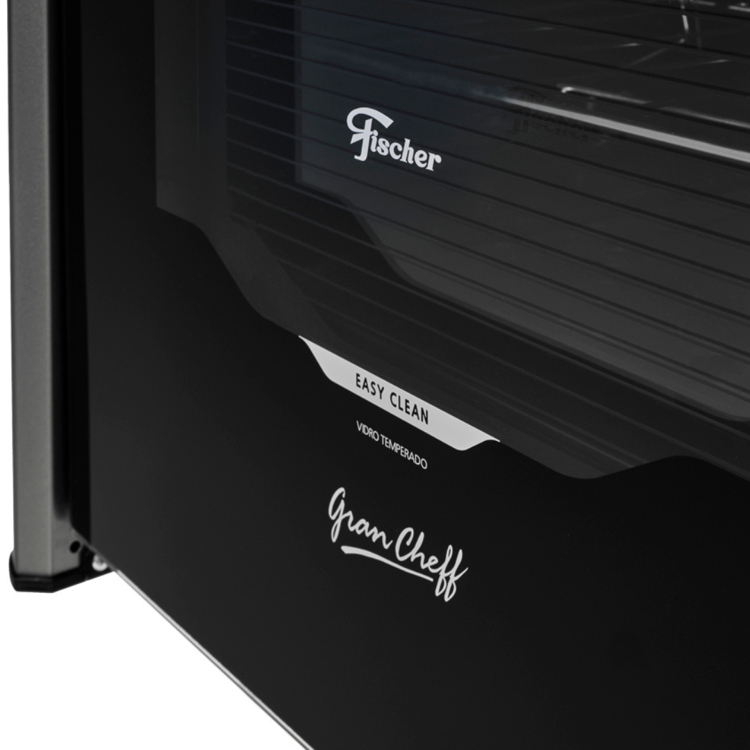 Fogão 4 Bocas Fischer de Embutir Gran Cheff Mesa de Vidro com Dourador 32750 Preto e Silver 220V