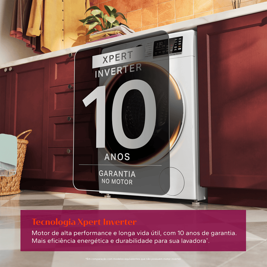 Lava e Seca Brastemp 14kg B= Smart BNO14AB Inverter  Branco 220V
