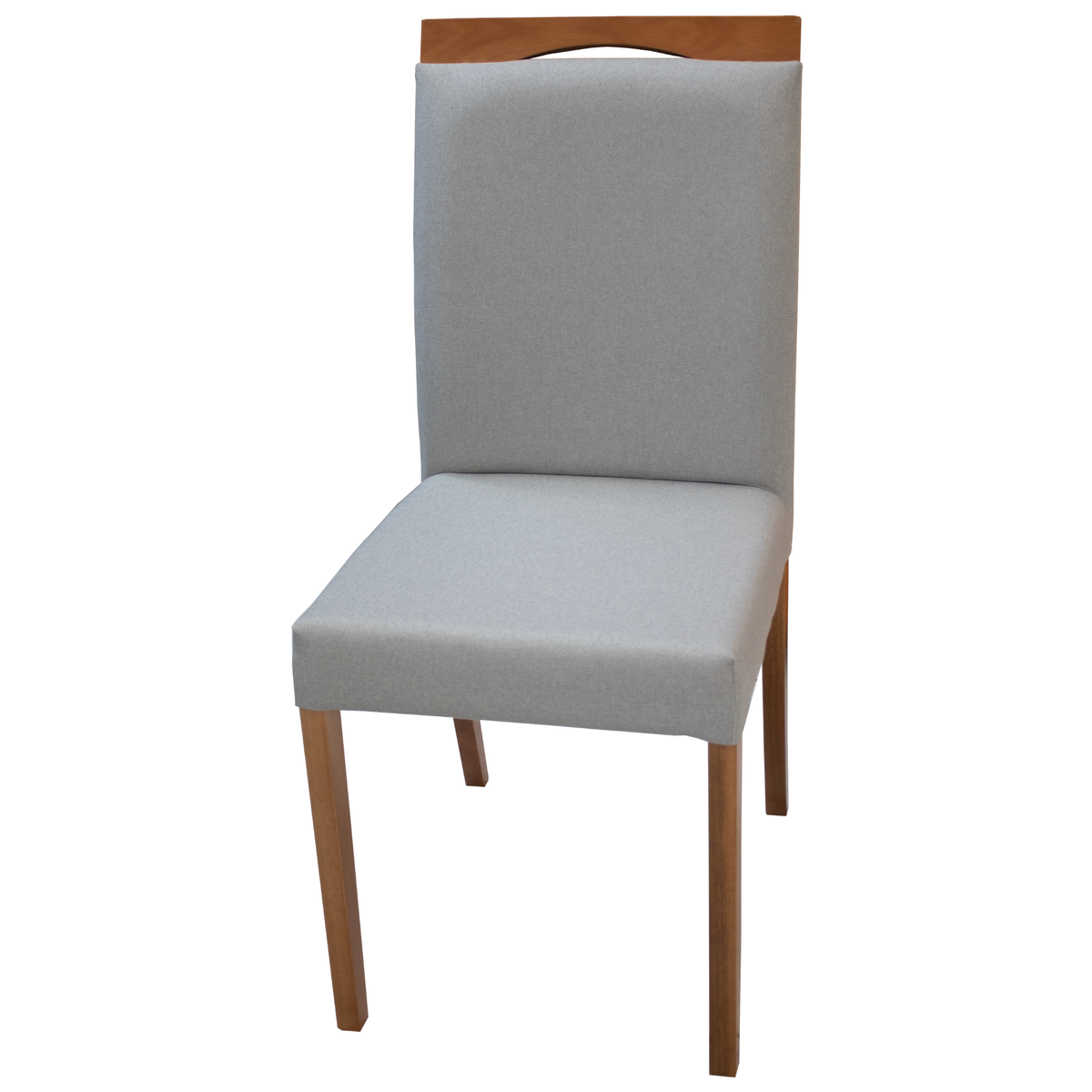 Cadeira Fit Artsoli Castanho Claro com Espalda Linho Cinza