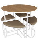 Mesa Redonda Industrial com 4 Bancos Kappesberg Crome Canela e Branco
