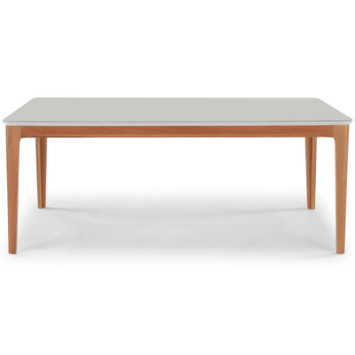 Mesa Retangular Betina Artsoli 160x90cm Tampo de Vidro Off White