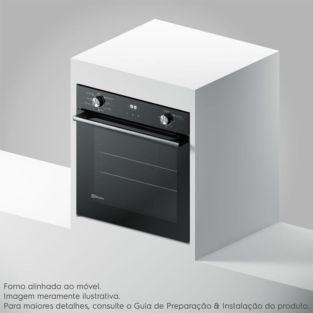 Forno de Embutir Elétrico Electrolux 80L OE8EH Efficient Com Convecção PerfectCook 360 e Grill Preto 220V