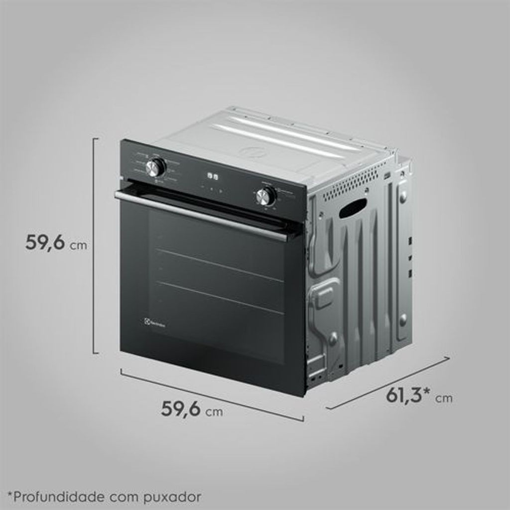 Forno de Embutir Elétrico Electrolux 80L OE8EH Efficient Com Convecção PerfectCook 360 e Grill Preto 220V