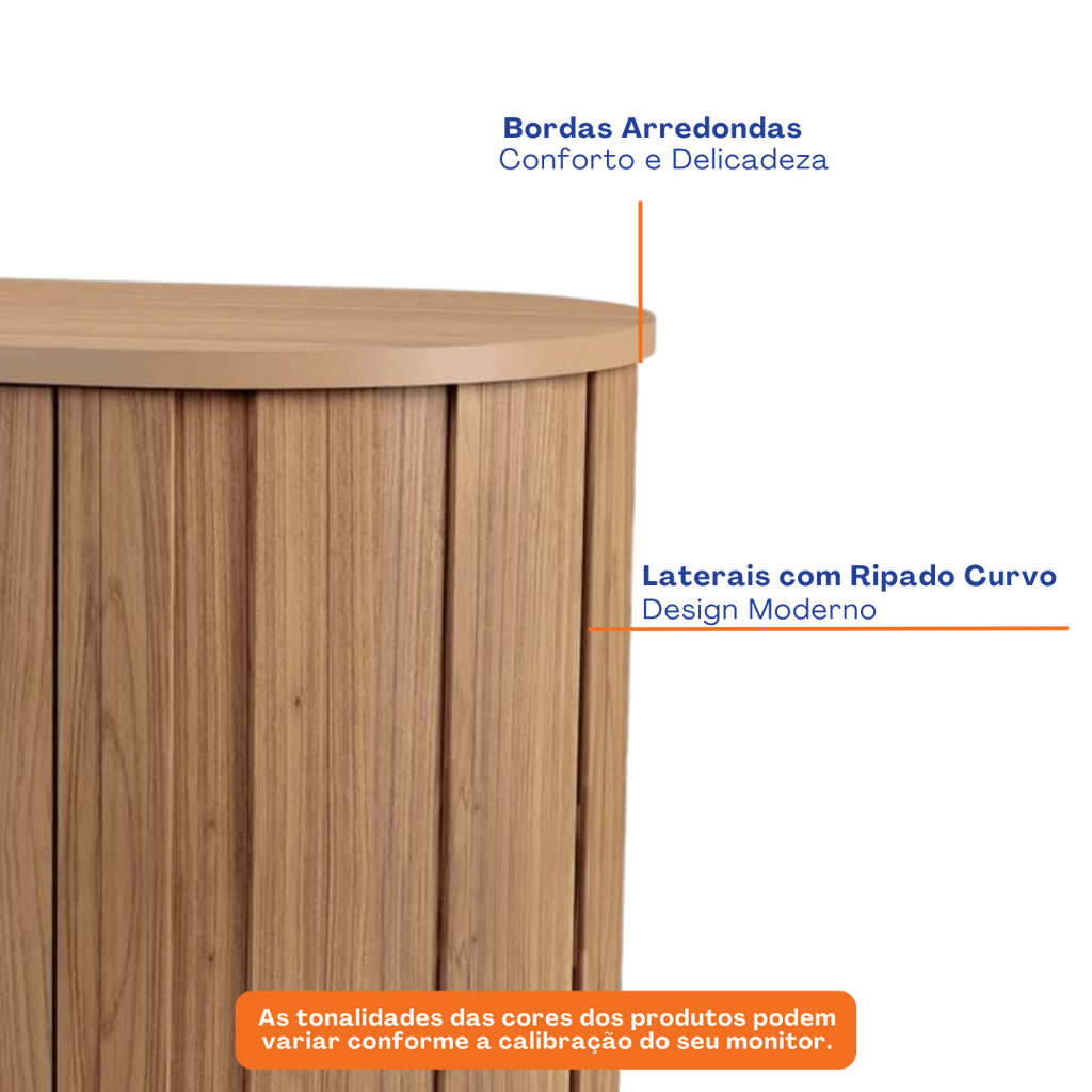 Balcão Buffet Curvo 2 Portas 100% MDF 130cm TB289 Dalla Costa Freijó/Preto Fosco