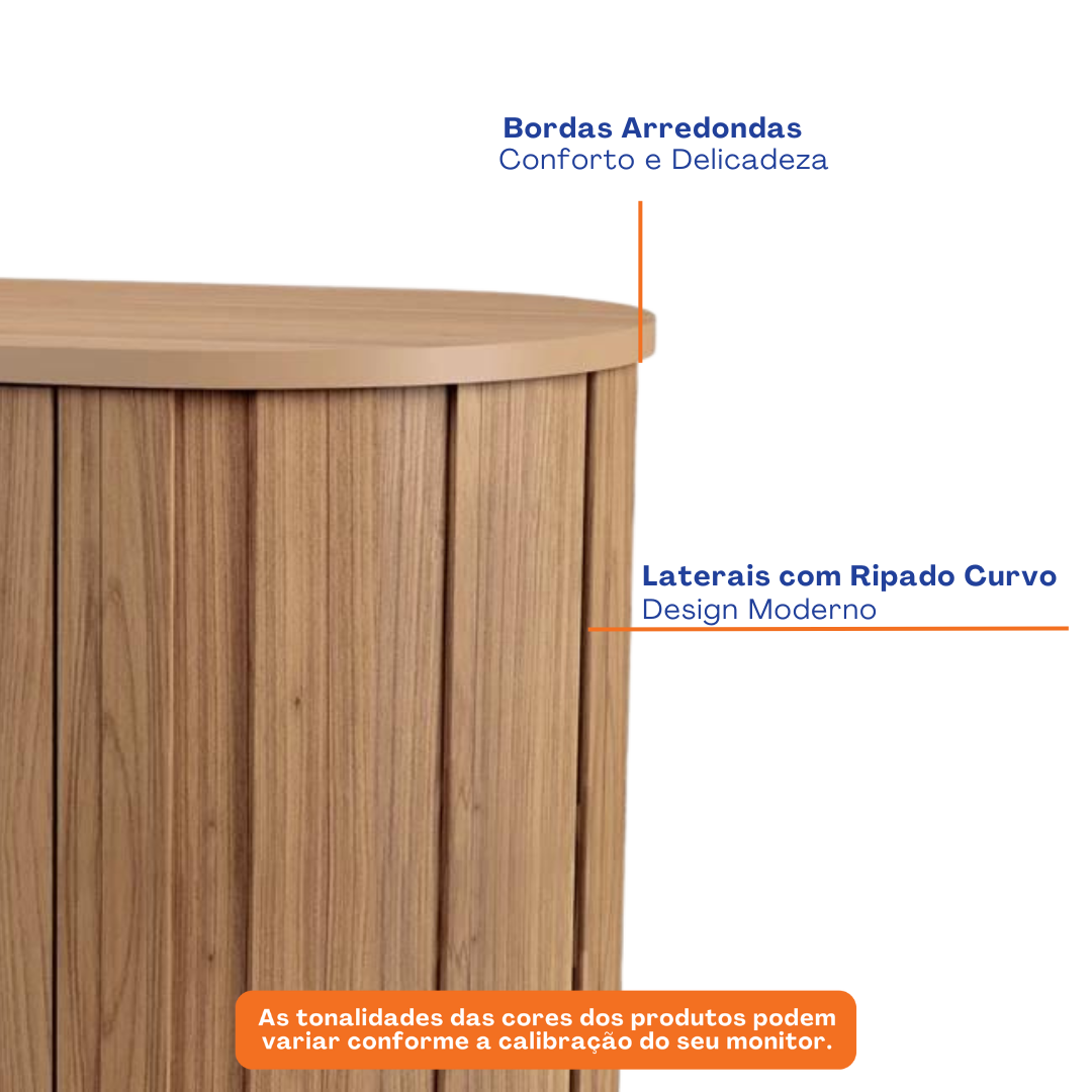 Balcão Buffet Curvo 2 Portas 100% MDF 130cm TB289 Dalla Costa Freijó/Preto Fosco