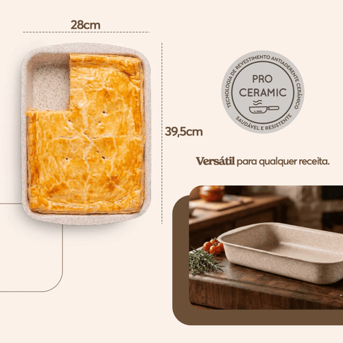 Assadeira Brinox Ceramic Life Bakeware Retangular Antiaderente Vanilla