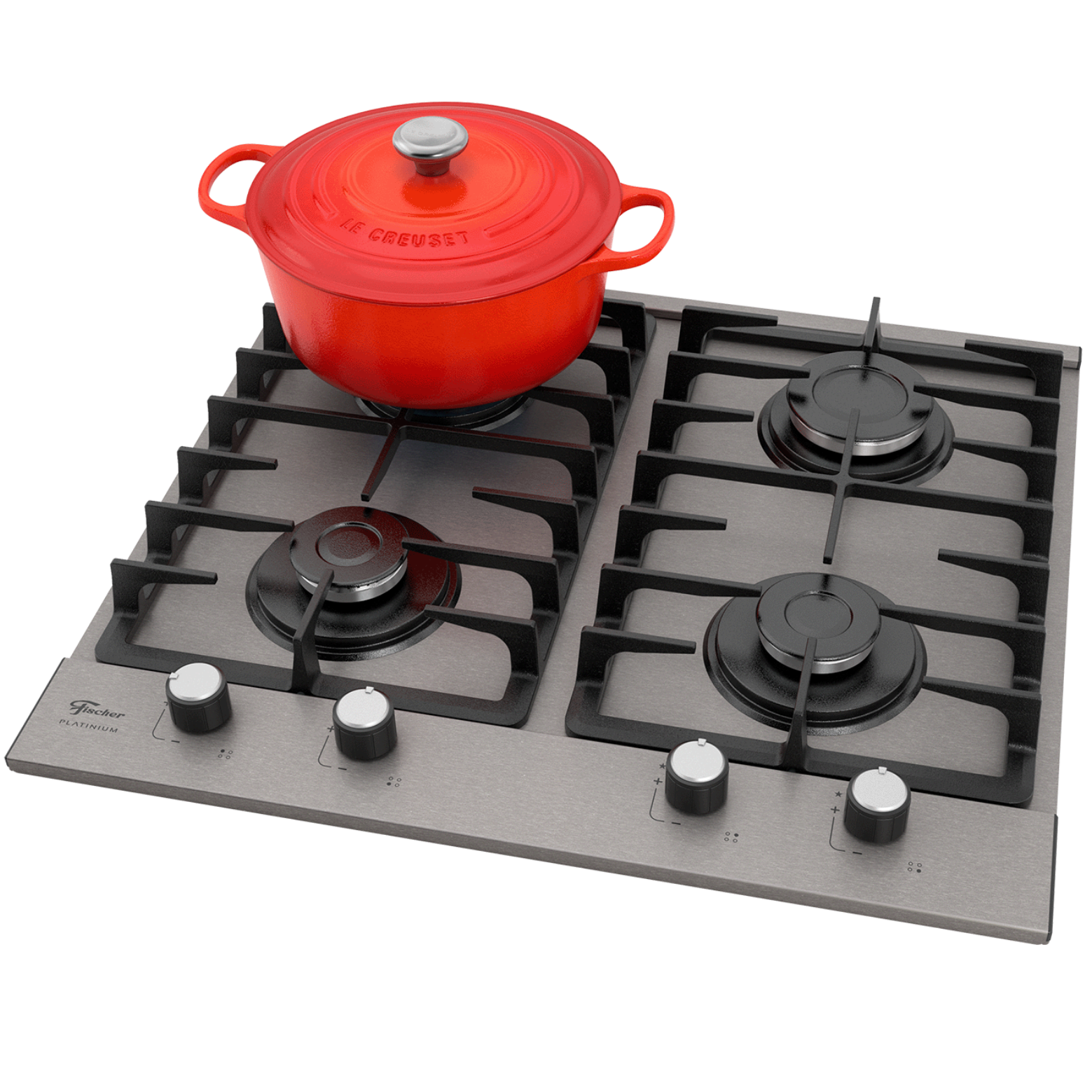 Cooktop à Gás Fischer 4 Bocas Platinium Prime Inox Bivolt