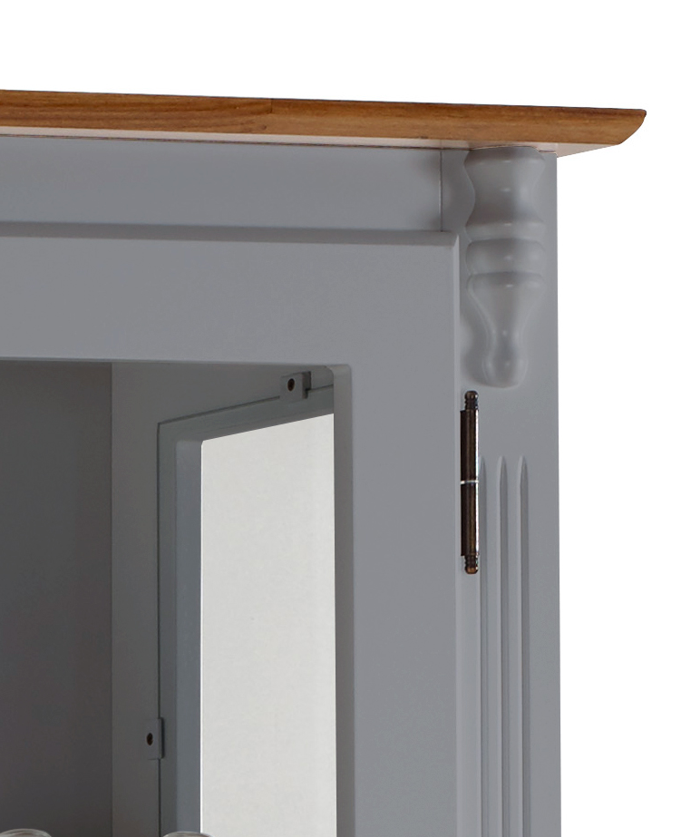 Cristaleira Rústica Linz 90cm 2 Portas e 1 Gaveta Cinza e Imbuia