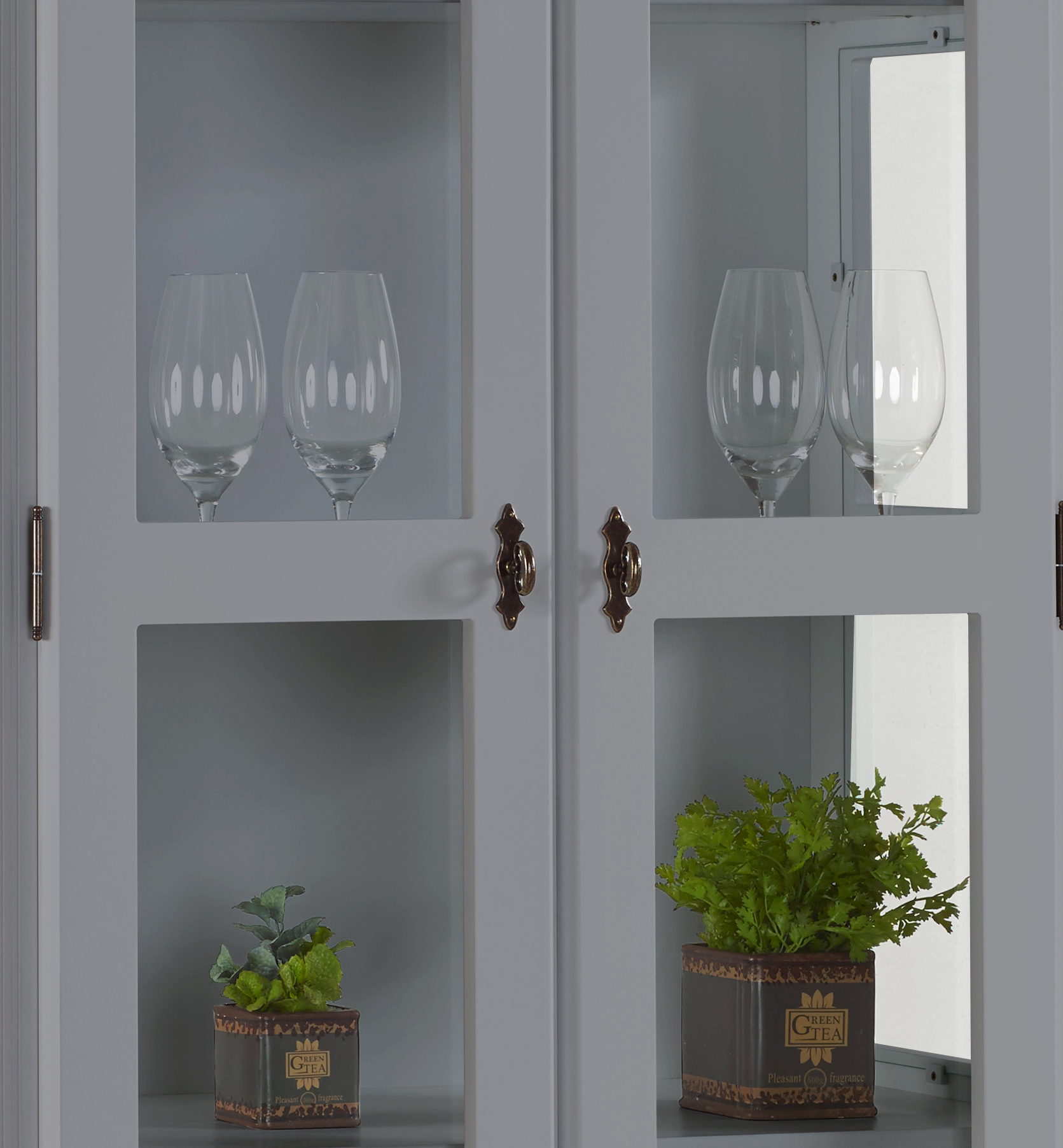 Cristaleira Rústica Linz 90cm 2 Portas e 1 Gaveta Cinza e Imbuia