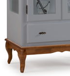 Cristaleira Rústica Linz 90cm 2 Portas e 1 Gaveta Cinza e Imbuia
