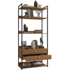 Armário Industrial Closet LI049 Kappesberg 89cm 5 Prateleiras 2 Gavetas Canela e Preto Fosco