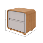 Mesa de Cabeceira Loop Lopas 55cm 2 Gavetas com Pés Amêndoa e Off White