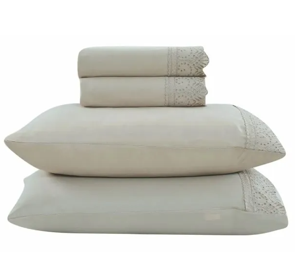 Jogo de  Roupa de Cama Casal  4 Peças  Hedrons Toque de Algodão Rendas Antílope