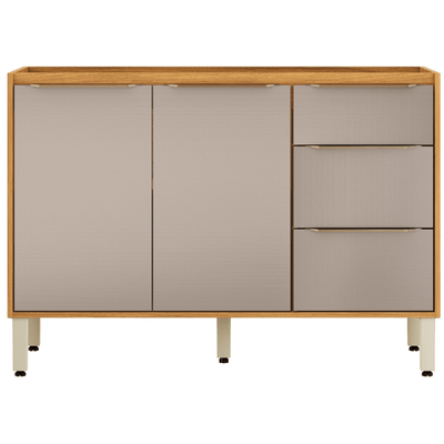Armário Balcão de Cozinha Plena Demóbile 100% MDF 120cm 2 Portas 3 Gavetas Cinamomo e Nude