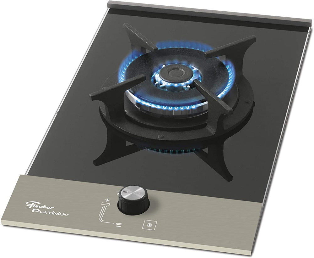 Cooktop à Gás Fischer 1 Boca Platinium Tripla chama Trempe em Ferro Fundido 27348-60651 Vidro Preto Bivolt