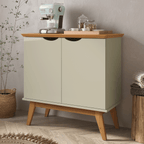 Balcão Buffet Prisma Patrimar 81cm 2 Portas Off White e Cinamomo