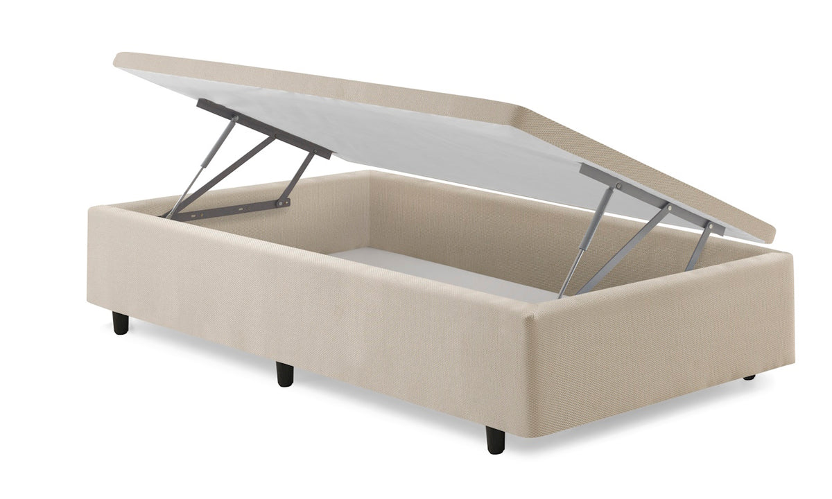 Base Baú Lateral Para Colchão Solteiro Ecoflex 88x188x40cm Champanhe
