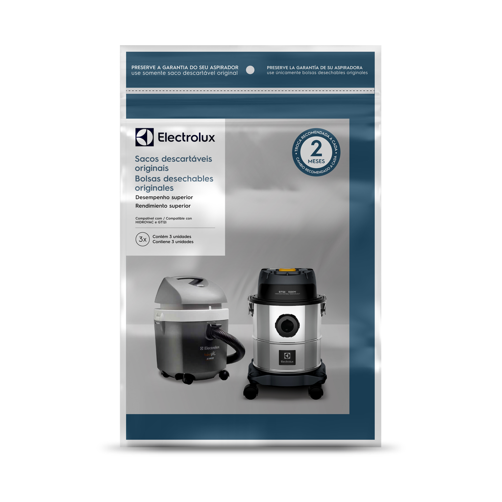 Kit com 3 sacos Electrolux para Aspirador GT3000 (CSEHV)