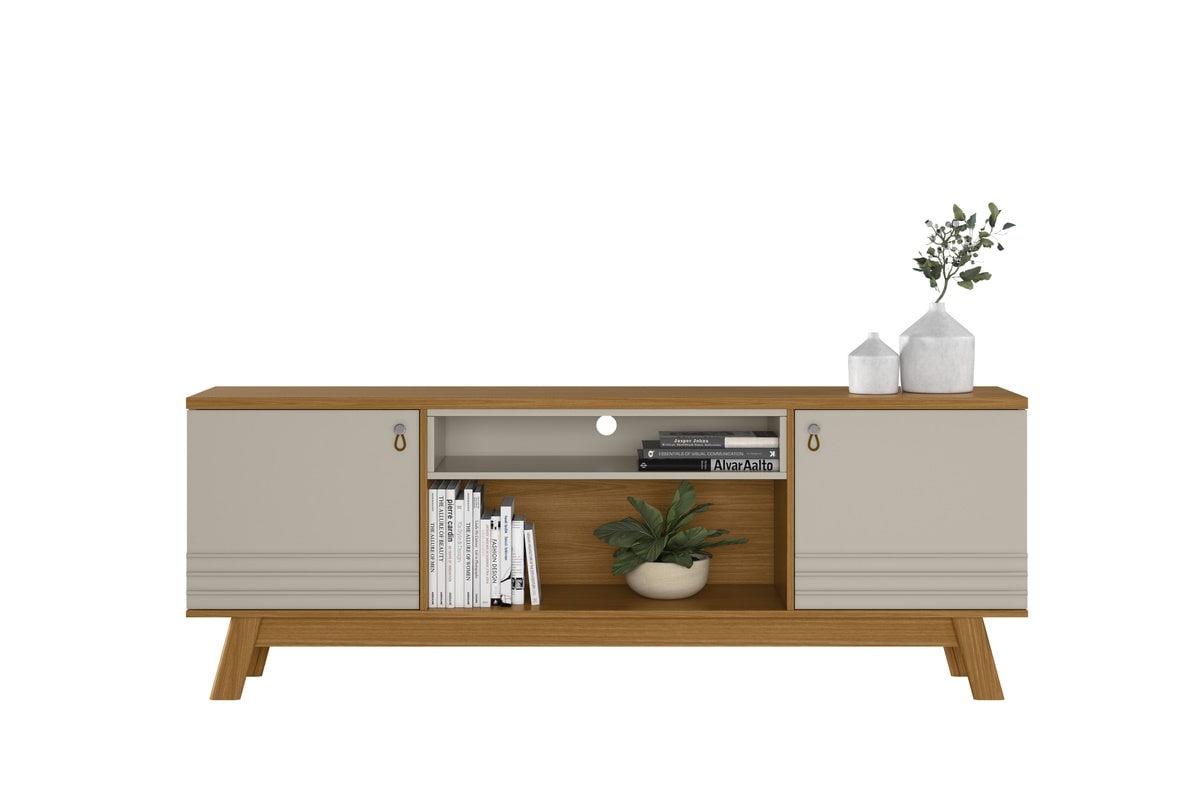 Rack Colorado Linea 180cm Pés Retrô Pés Retrô Nature e Off White