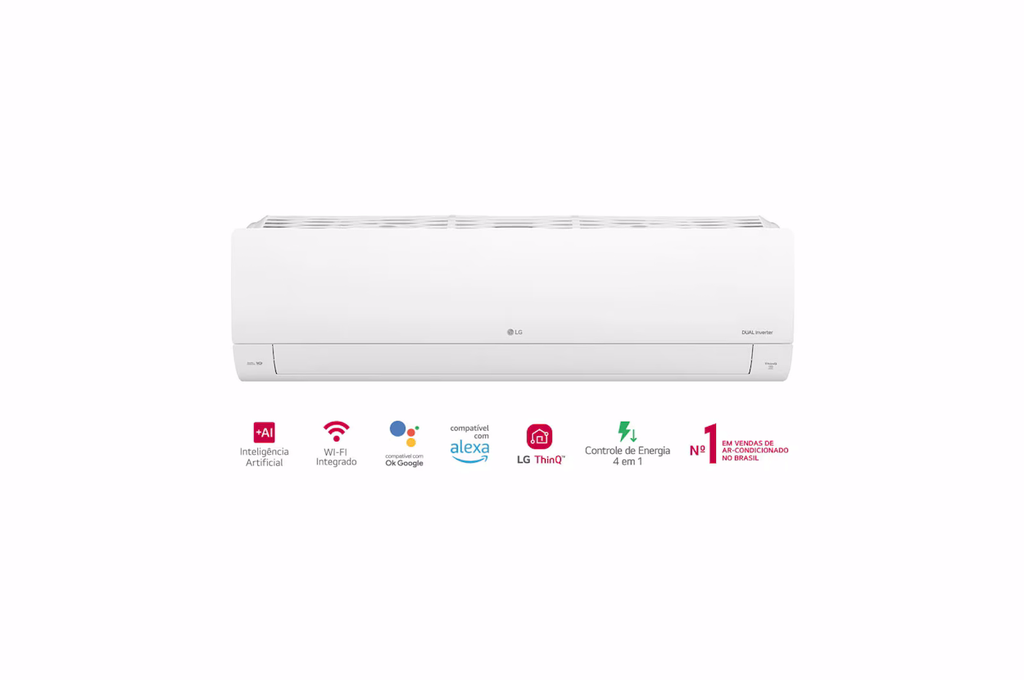 Ar-Condicionado Split LG Dual Inverter Voice +AI 12000 BTUs Quente e Frio Branco 220V