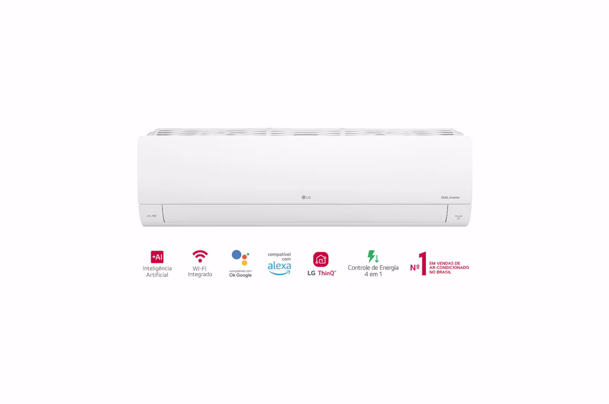 Ar-Condicionado Split LG Dual Inverter Voice +AI 12000 BTUs Quente e Frio Branco 220V