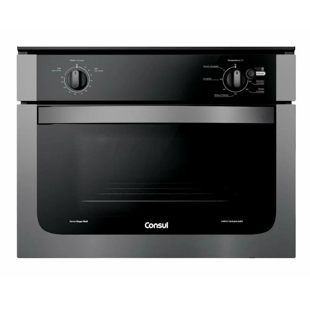 Forno de Embutir Elétrico Consul 47L COB47AR com Dourador e Timer Autodesligamento Inox/Preto 220V
