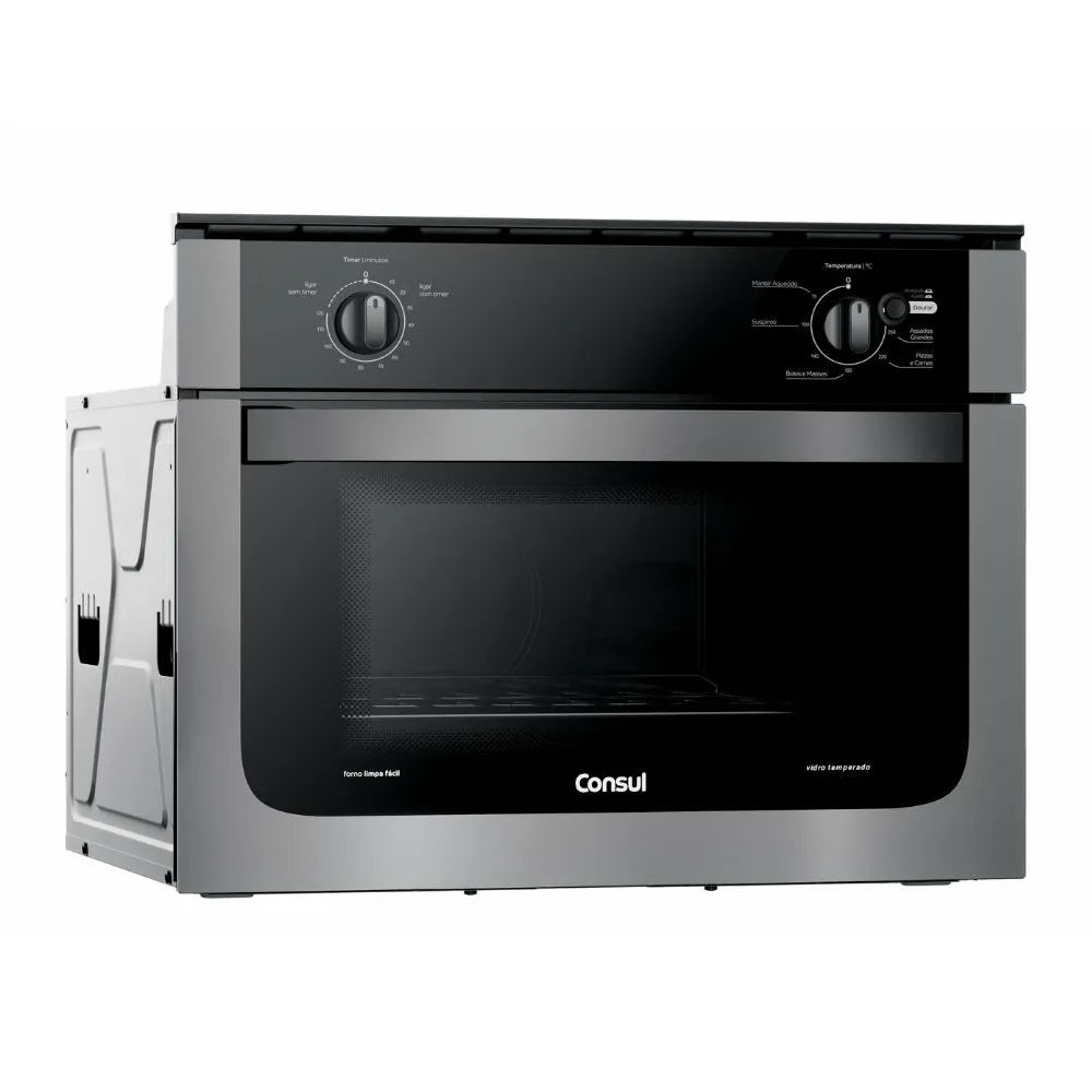 Forno de Embutir Elétrico Consul 47L COB47AR com Dourador e Timer Autodesligamento Inox/Preto 220V