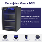 Cervejeira Venax 102L Blue Ligth 37702 Preto Fosco 220V