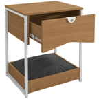 Mesa de Cabeceira com Cama Pet Kappesberg 1 Gaveta Canela e Branco