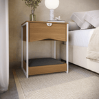 Mesa de Cabeceira com Cama Pet Kappesberg 1 Gaveta Canela e Branco