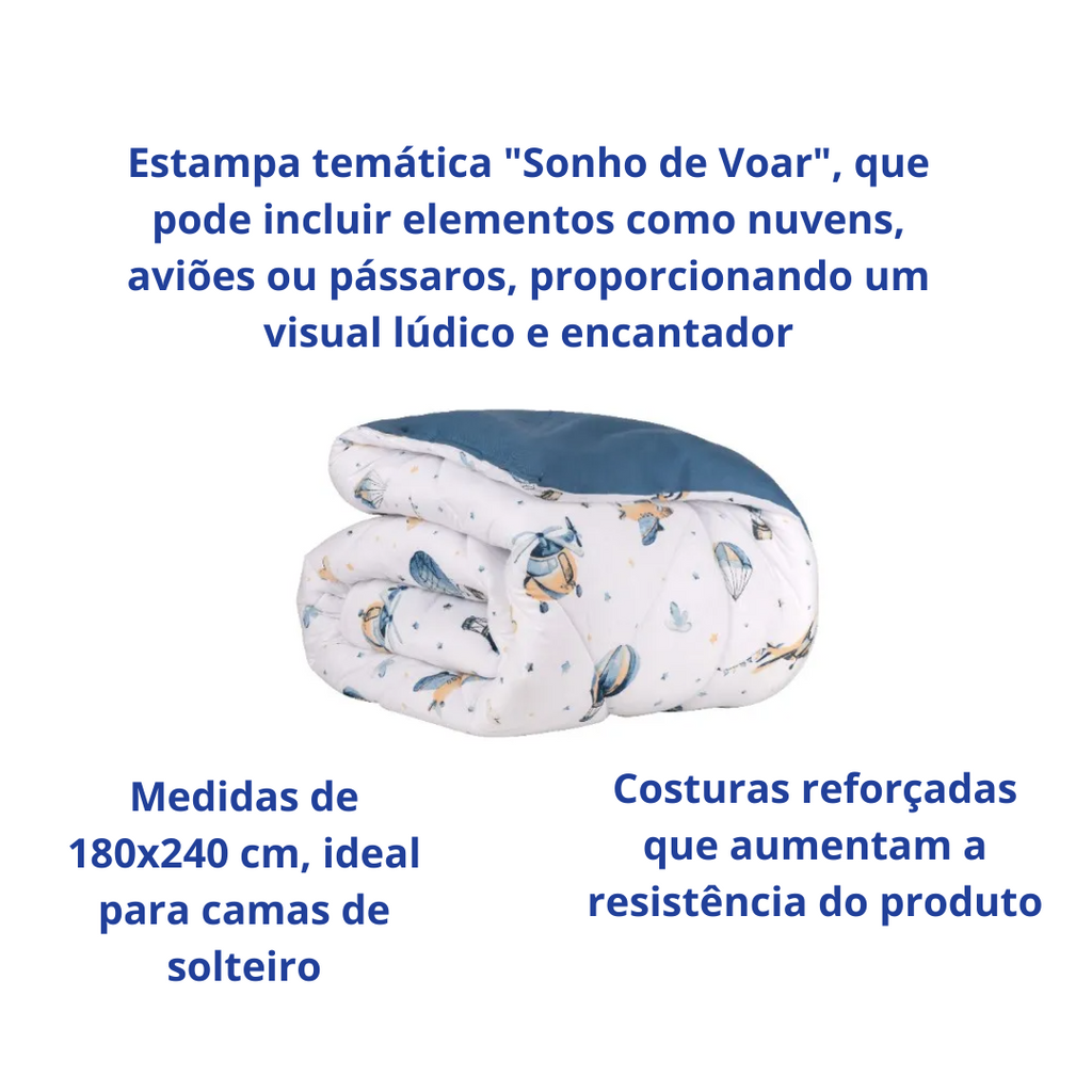 Edredom Solteiro Naturalle 180x240cm Sonho de Voar