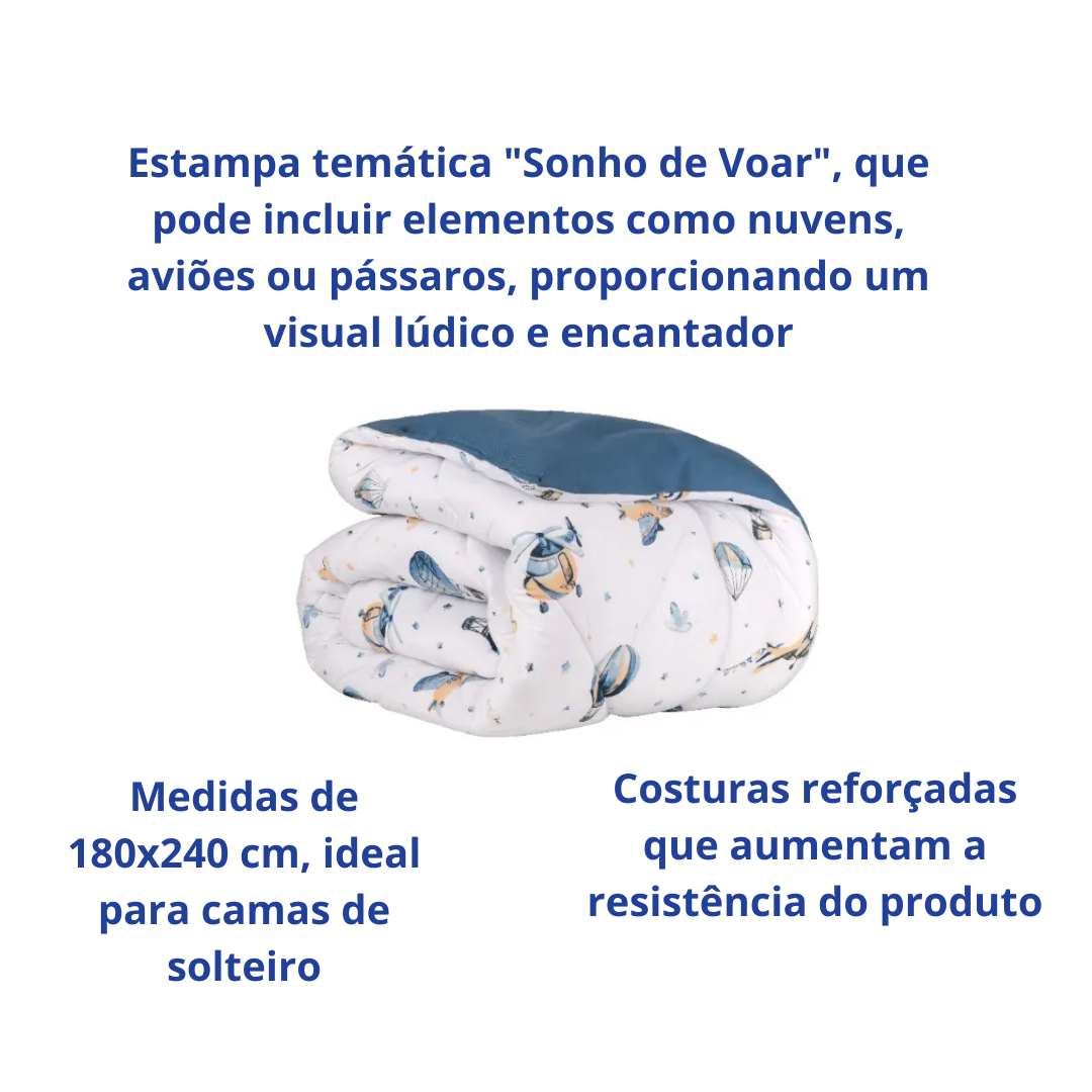 Edredom Solteiro Naturalle 180x240cm Sonho de Voar